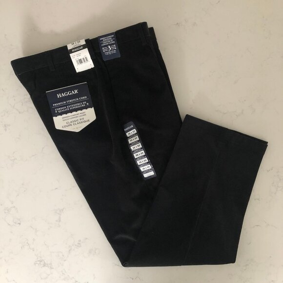 Haggar Premium Stretch Corduroy Classic Fit Straight Leg Pants Black 36x30 NWT - Picture 8 of 16